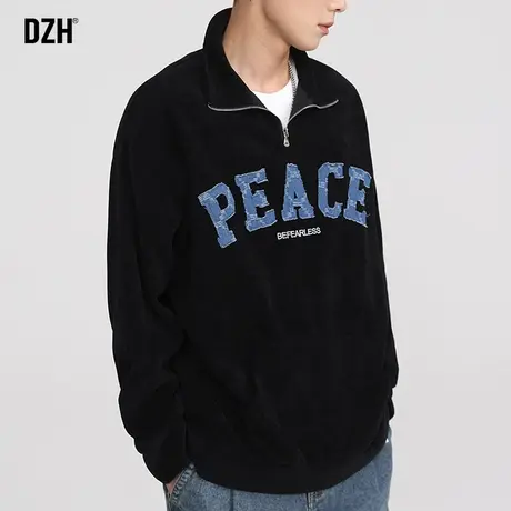 男士美式半拉链卫衣男春秋季潮牌情侣装2023新款潮牌翻领长袖polo商品大图