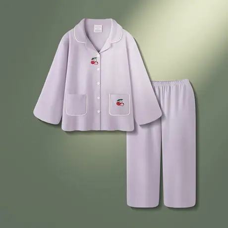【婴儿棉】女士睡衣春秋款A类长袖纯棉家居服女款大码可外穿套装商品大图
