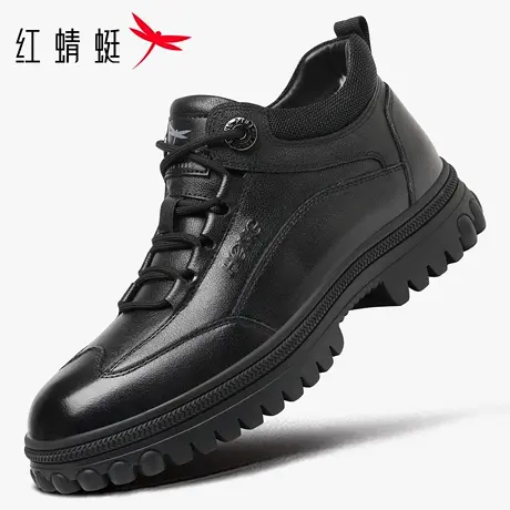 红蜻蜓男鞋冬季鞋子男士羊毛高帮运动休闲皮鞋男真皮加绒保暖棉鞋商品大图