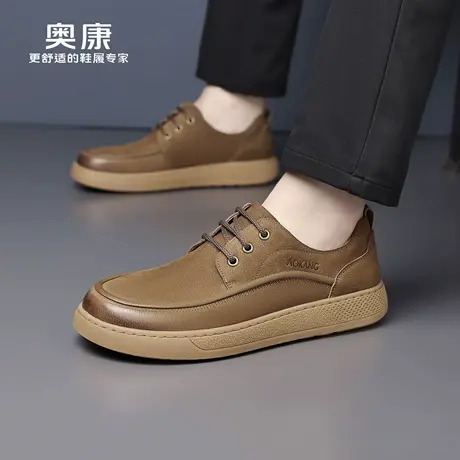 奥康 男鞋2025秋季新款男士真皮透气商务休闲皮鞋防滑豆豆乐福鞋H商品大图