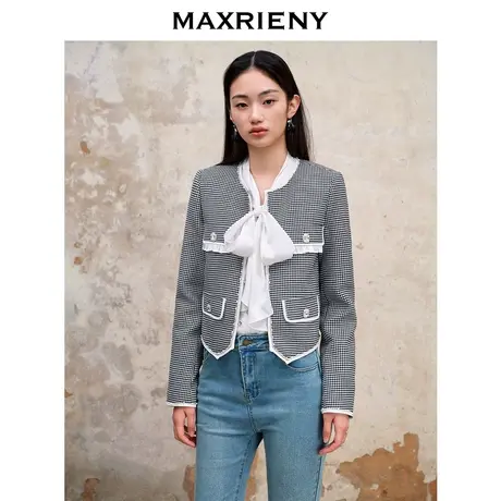 MAXRIENY名媛千金小香风花纱外套2023秋冬新款高级气质感图片