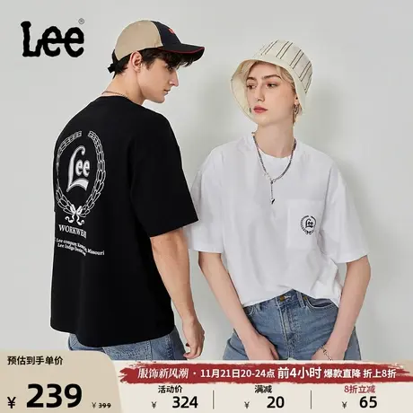 Lee商场同款23秋冬新品舒适徽标印花男女同款短袖T恤LUT0066803RX图片