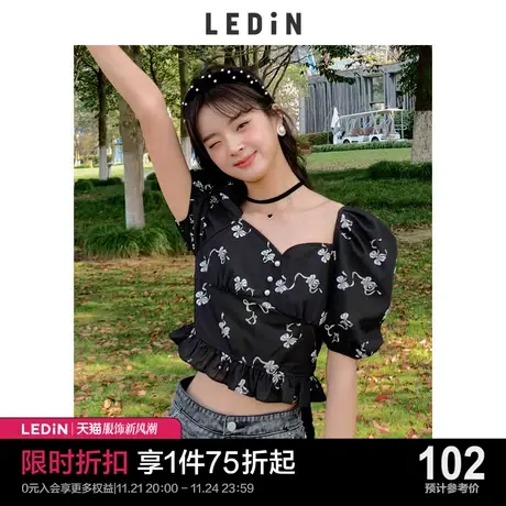 乐町蝴蝶结小上衣2023秋季新款雪纺衫宽松C5CDC2A02图片