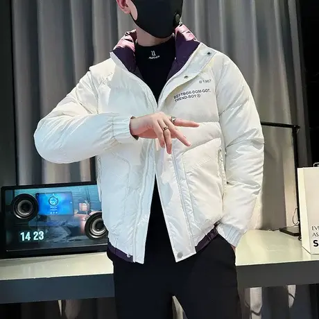 潮牌工装棉服男冬季痞帅撞色棉衣2023新款男士高级感冬装设计外套图片