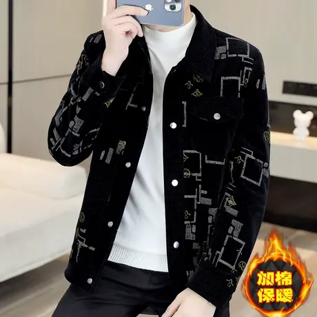 秋冬季休闲夹克男士加棉韩版潮流上衣青年痞帅灯芯绒外套加厚男装商品大图
