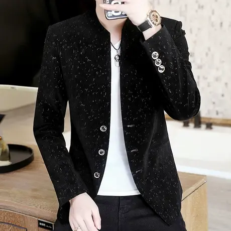 秋季新款立领小西装男士韩版潮流单西外套青年休闲中山装西服上衣商品大图