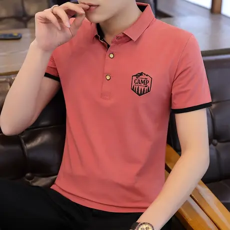 冰丝短袖t恤 男士POLO衫潮流男夏装2023夏季新款冰感棉感翻领体桖商品大图