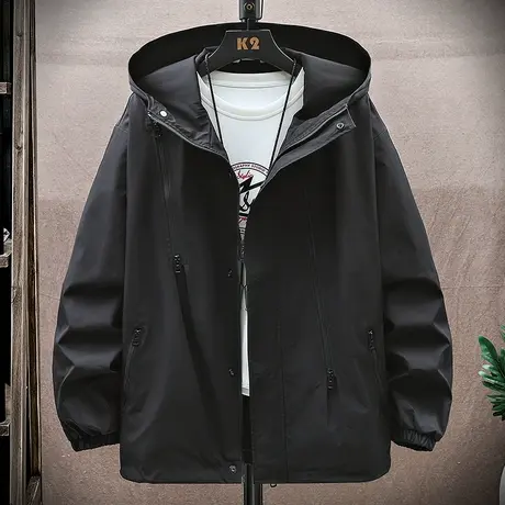 冲锋衣外套男潮牌潮流休闲宽松防风夹克男春秋款帅气百搭黑色褂子商品大图