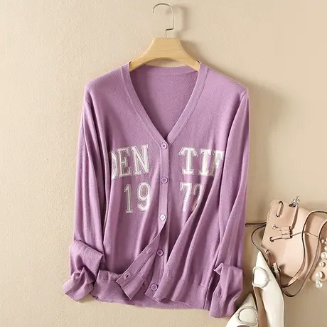 针织羊毛开衫女春装2024新款宽松软糯内搭打底衫薄款毛衣爆款外套商品大图