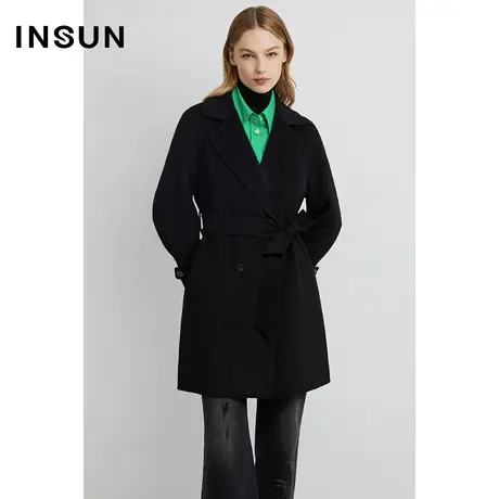 INSUN恩裳线上专选冬季美丽诺羊毛双面毛呢外套图片