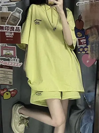 网红炸街运动服套装polo衫女夏季薄款时尚洋气短袖短裤休闲两件套商品大图