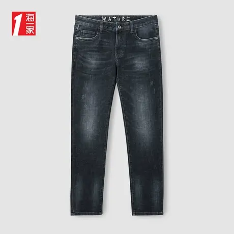 海一家时尚休闲长裤2023秋季新款猫须工艺基础日常牛仔裤男商品大图