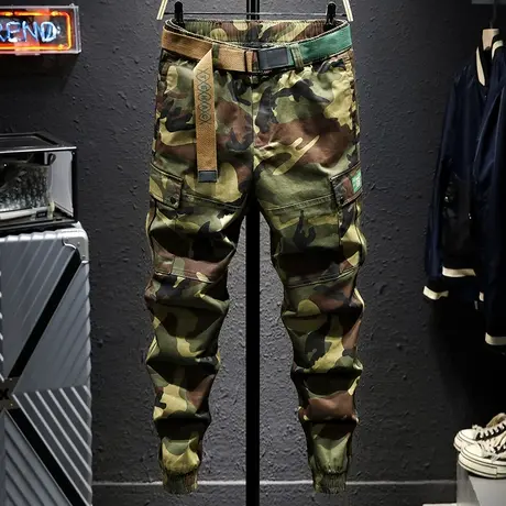 香港潮牌工装裤男宽松束脚百搭男士休闲长裤子男迷彩裤小脚男装款商品大图