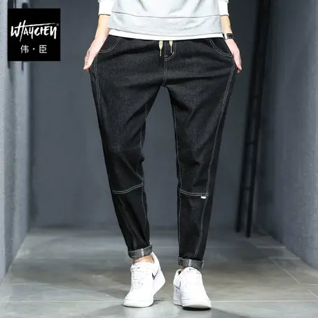伟臣潮牌大码男装秋冬新品小脚裤男胖子加肥加大宽松小脚裤肥佬裤商品大图