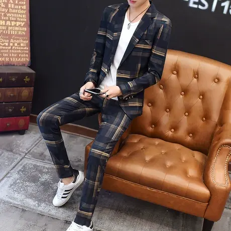 西装男韩版潮中袖单西薄修身夏季新款帅气男士休闲学生西服外套商品大图