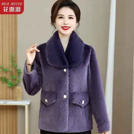 中年女冬装水貂绒大衣加绒加厚中老年人妈妈水貂绒外套老太太棉袄商品大图