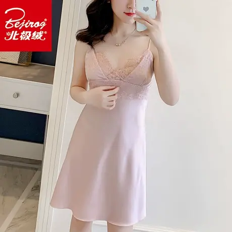 吊带睡裙女夏性感冰丝绸睡衣带胸垫可外穿性感诱惑火辣床上短裙商品大图