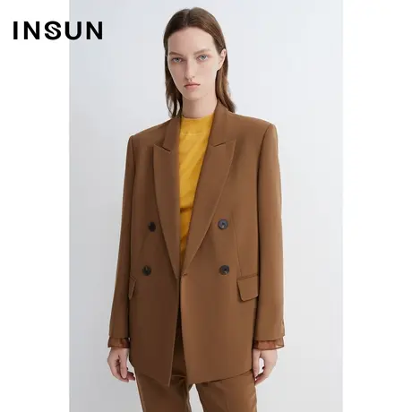 INSUN恩裳春季双排扣上衣直身轻西装图片