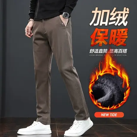 商务西装裤男士秋冬款防风抓绒休闲裤子冬季2024新款加绒加厚西裤商品大图