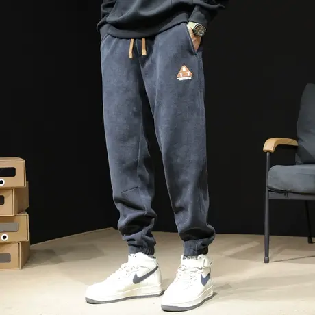 灰色运动裤男秋冬重磅卫裤男士冬季休闲裤大码2023新款加绒裤子厚商品大图