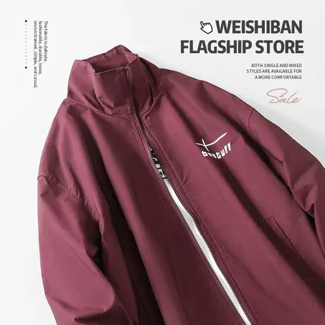 潮牌立领宽松风衣短款夹克2024年春季新款字母刺绣高街痞帅外套男商品大图