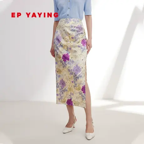 EP雅莹国风女装 真丝印花气质长款包臀半身裙 2024春装新品3102A图片