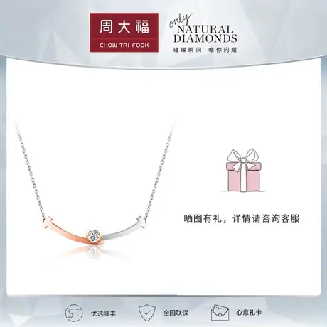 周大福钻石她他18K金双色钻石项链锁骨链U189948商品大图