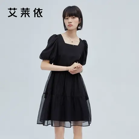 艾莱依连衣裙女夏季新款高级感时尚减龄泡泡袖气质小众公主半身裙图片