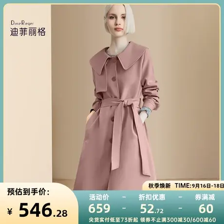 迪菲丽格秋季高端中长款风衣外套女2023年新款洋气减龄高级感大衣图片