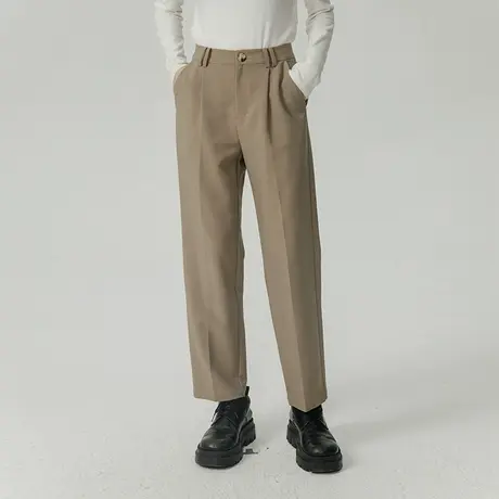 omont蛋挞家 直筒西装裤女2022秋冬新款宽松垂感高腰烟管裤长裤子商品大图