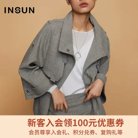 恩裳秋季设计师联名款都市摩登轻商务剪裁流行短外套图片