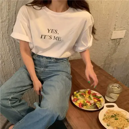 纯棉短袖t恤女夏2023年新款ins潮网红设计感小众宽松白色内搭上衣商品大图