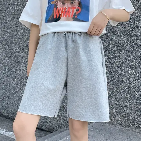 运动短裤女宽松夏季大码胖mm薄款阔腿跑步黑色韩版显瘦休闲五分裤商品大图