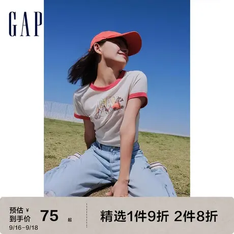 Gap女装夏季美式复古纯棉修身亲肤短袖T恤598249正肩辣妹上衣图片