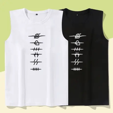 秀洛火影忍者衣服砍袖运动健身纯棉打底背心男无袖T恤纯棉坎肩商品大图