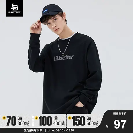 Lilbetter长袖T恤男2023百搭学生上衣潮流宽松男装新款圆领体恤LB图片