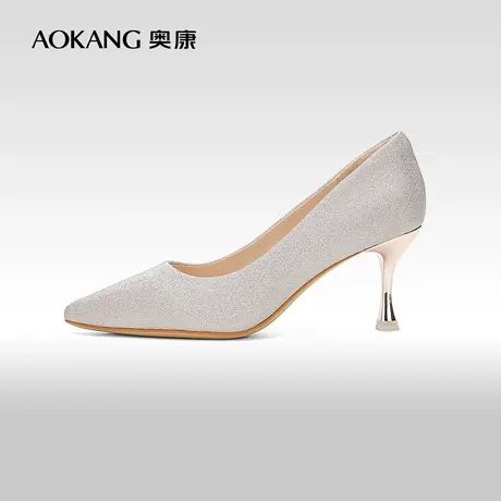 【门店发货】奥康女鞋 2023春秋季细高跟单鞋婚鞋宴会气质尖头商品大图