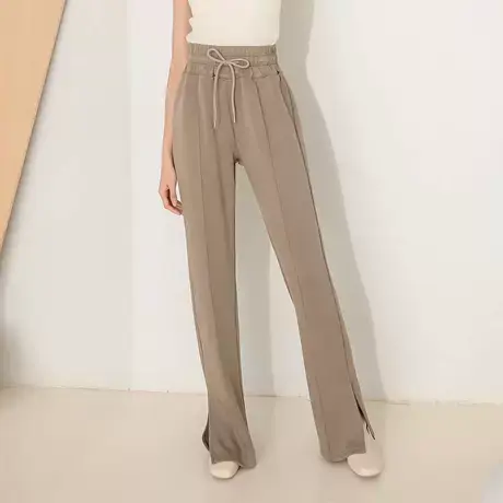 桔熊秋冬季休闲温暖空气棉卫裤子女不易皱开叉宽松长裤大码BA6833图片