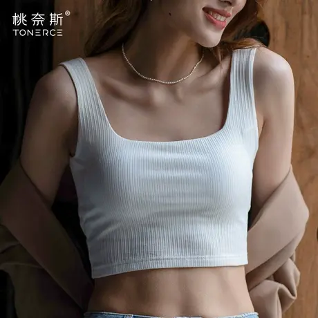 吊带背心女外穿美背打底抹胸夏西装内搭带胸垫露脐设计感小众上衣商品大图