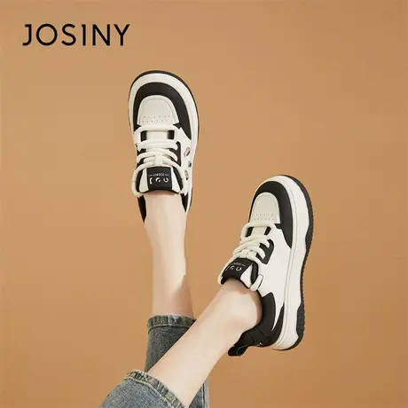 Josiny/卓诗尼厚底板鞋2024新款春季百搭内增高休闲少女风熊猫鞋商品大图