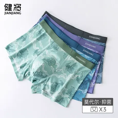健将男士内裤纯棉裆莫代尔四角裤秋冬抗菌大码男生平角短裤头男款图片