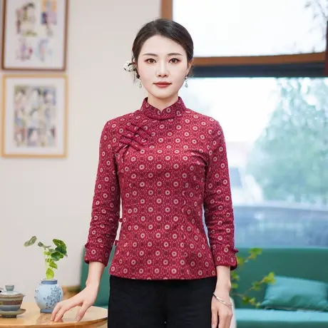 筠雅新中式唐装国风女装复古旗袍2024年款上衣女装盘扣外套24J101商品大图