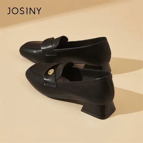 Josiny/卓诗尼厚底黑色乐福鞋女款2024春季新款英伦风通勤小皮鞋商品大图