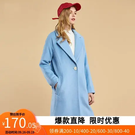 艾格冬季羊毛休闲流行韩版宽松纯色中长款大衣Y309商品大图