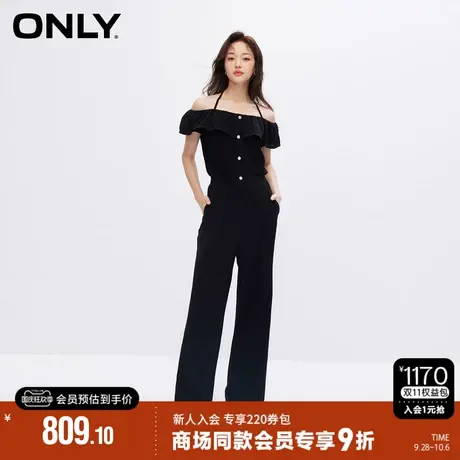 ONLY2023秋季新款时尚收腰显瘦一字肩直筒连体休闲裤女|123344004商品大图