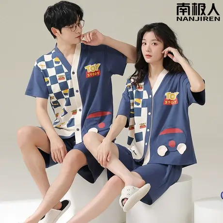 情侣睡衣夏季纯棉短袖2024新款男士女款套装春秋款铃铛家居服夏款商品大图