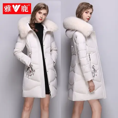 雅鹿妈妈羽绒服2022年新款女冬中长款白鸭绒洋气高端中年时尚收腰图片