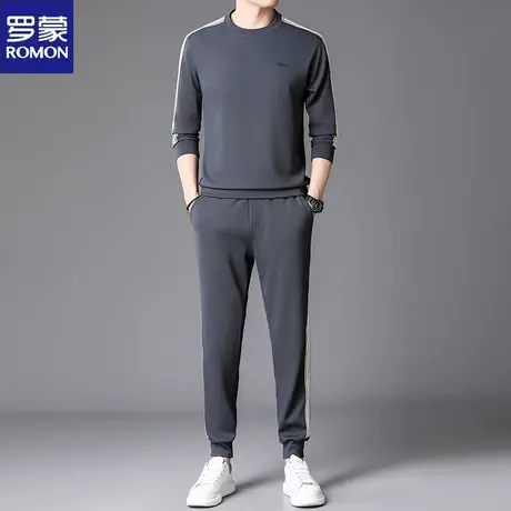 罗蒙运动套装男士春秋新款圆领套头卫衣一套休闲长裤帅气两件套男图片