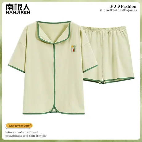 睡衣女夏季女款夏款纯棉短袖女士短裤清秀套装家居服夏天2024新款图片