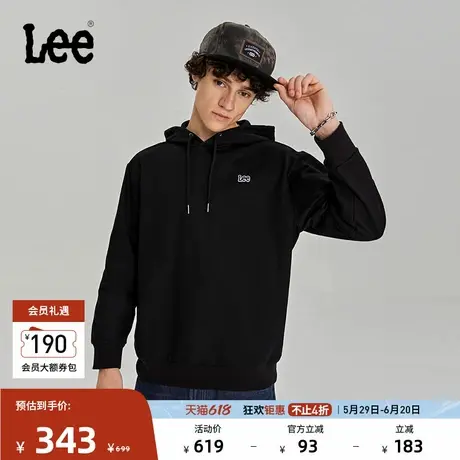 Lee商场同款经典色舒适版型logo男连帽长袖卫衣休闲潮流休闲LMT00图片